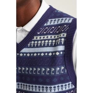 Mens Bonobos V-Neck Sweater Cotton Cashmere Vest AOP Golf Pattern Sz Small